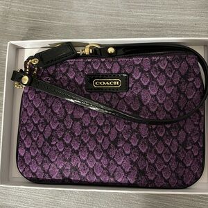 Coach wristlet new in box purple python